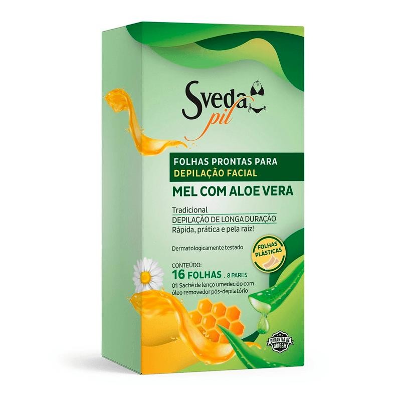 Folhas Prontas Para Depilação Facial Sveda Pil Mel Com Aloe Vera 16 Folhas em Oferta na Shopee