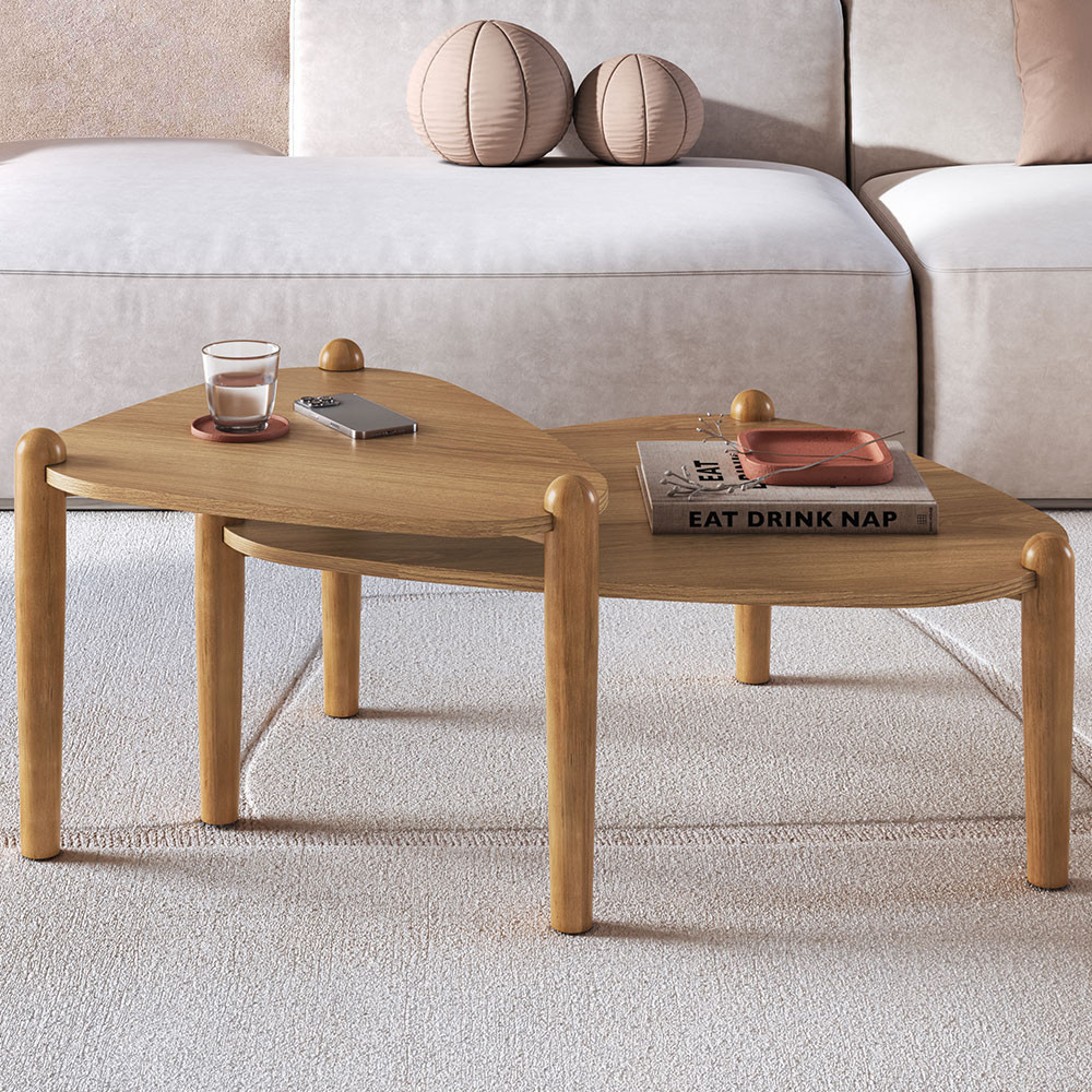Kit 02 Mesas de Centro Para Sala de Estar Pés Madeira Trium A03 Hanover Roble - Lyam Decor em Oferta na Shopee