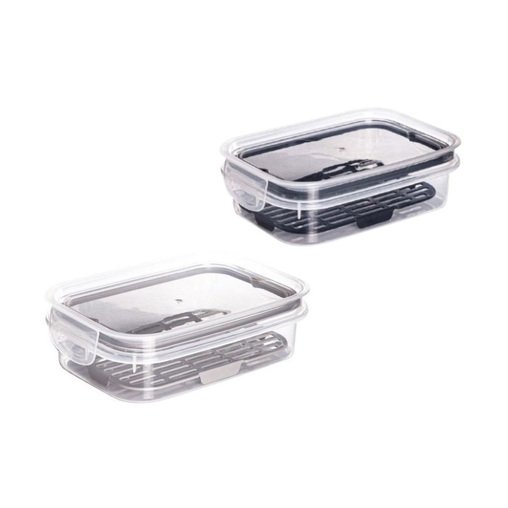 Pote Tampa Hermético com Escorredor 500ml Transparente Organização Empilhável Geladeira Compacto