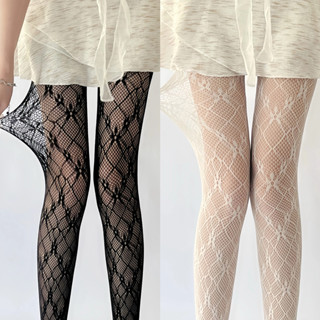 Mulheres Losango-Padrão Flor Videira Collants Vintage Sexy Fishnet Malha Oco-Para Fora Renda Anti-Snag Francês Jacquard  em Oferta na Shopee