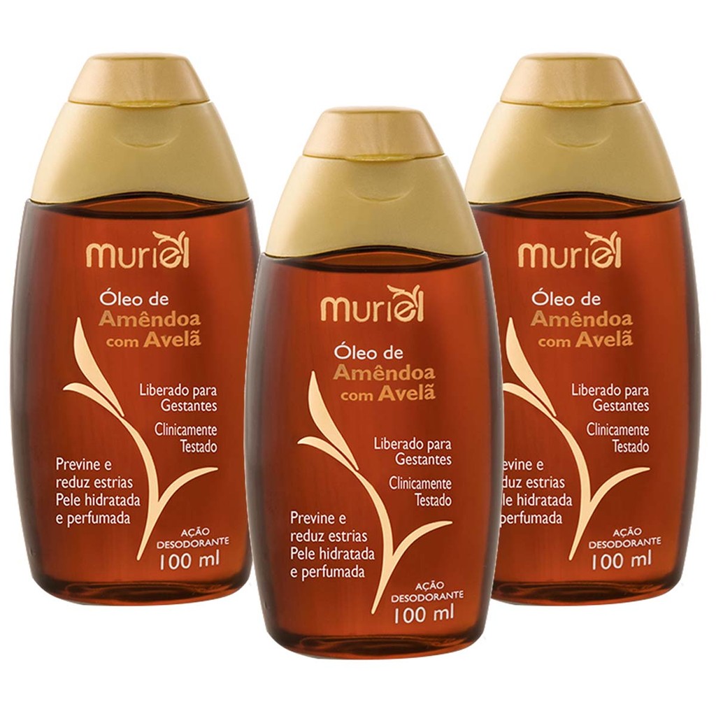 Kit 3 und Óleo Corporal Muriel Amêndoa com Avelã 100ml - Beauty