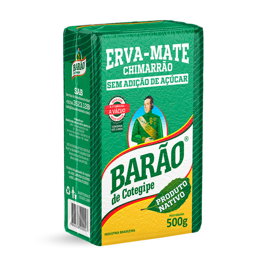 Erva-Mate Nativa A Vácuo Barão 500G, Erva Mate Nativa Padrão Gaúcho Para Chimarrão, Verde, Estimulante Com Aroma E Sabor
