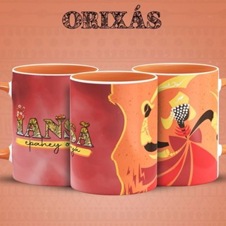 Caneca de Cerâmica Personalizada Orixás Iansã Com Alça Laranja em Oferta na Shopee