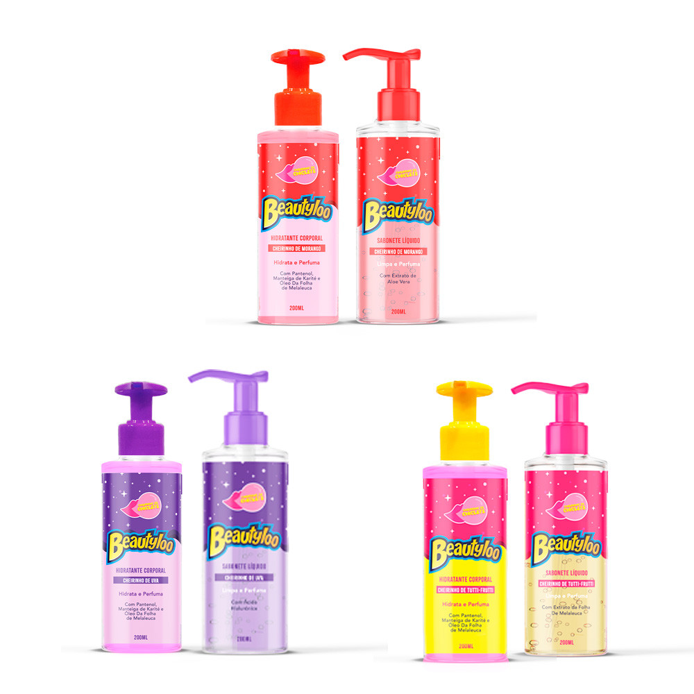 Kit Skin Care Corporal Sabonete Liquido Hidratante Corporal Beautyloo Face Beautiful 200ml em Oferta na Shopee
