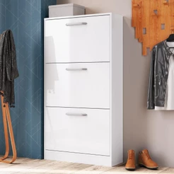 Sapateira Vertical Organizadora 3 Portas 3 Prateleiras 16 Pares RP1300 70cm Branco - Decibal Móveis