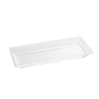 Travessa Retangular de Cristal Pearl Bolinha / Coração 30 x 13 x 3cm - Wolff