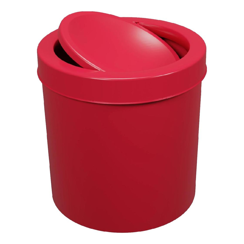 Cesto Plástico Multiuso Tampa Basculante Bordo/vermelho 6 Litros - Astra
