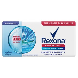 Sabonete em Barra Rexona Antibacterial Limpeza Profunda 84g com 6 Unidades em Oferta na Shopee