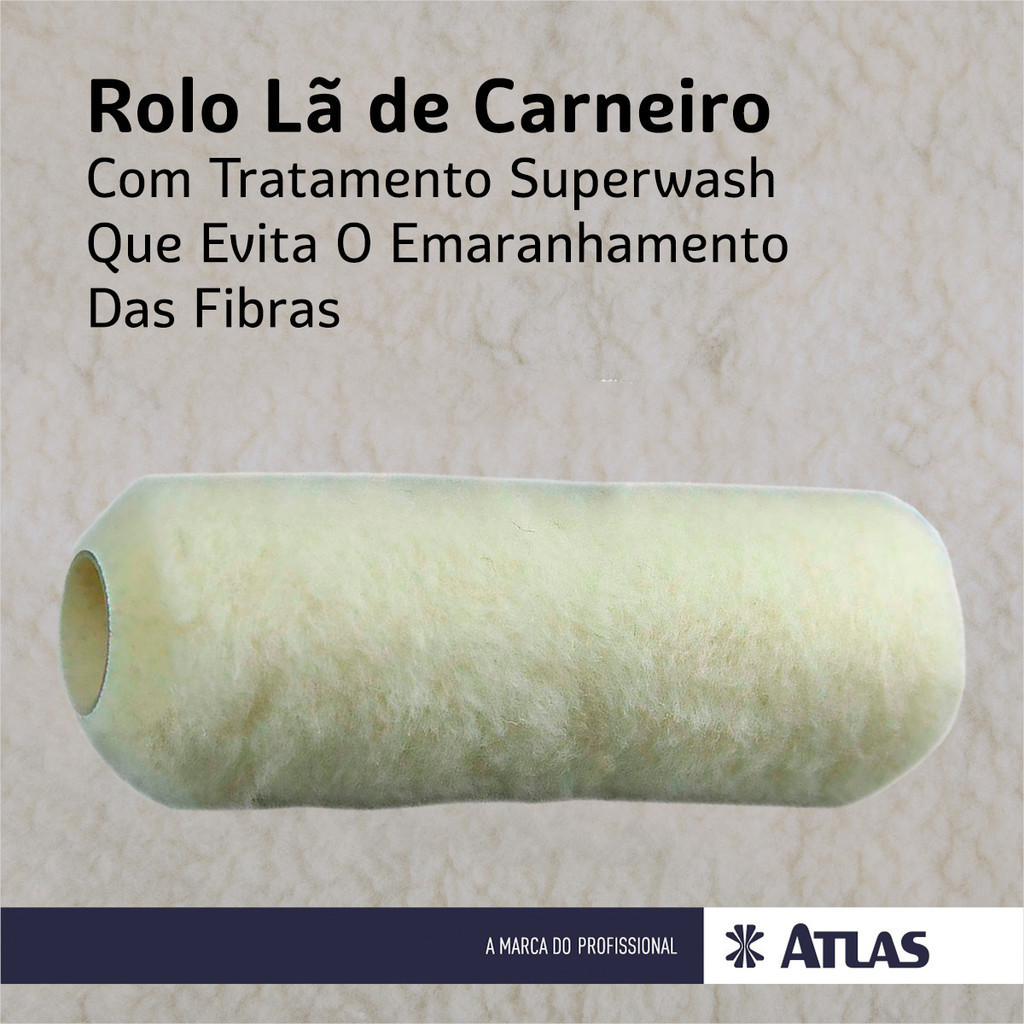 Rolo Pintura 23cm Lã Carneiro Natural Latex Pva 328/22 Atlas Kit C/ 2 · foto 2