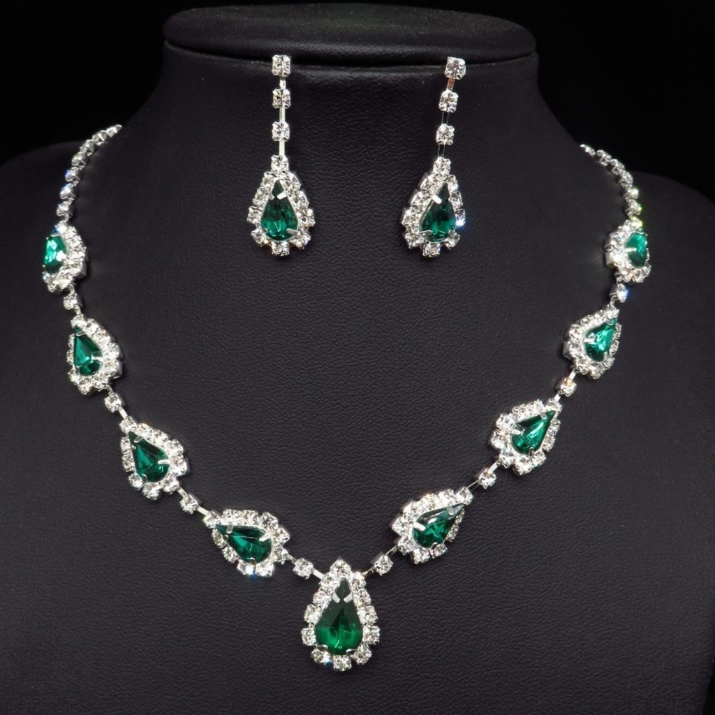 Colar de pedras preciosas coreano noiva casamento anel colar elegante jóias