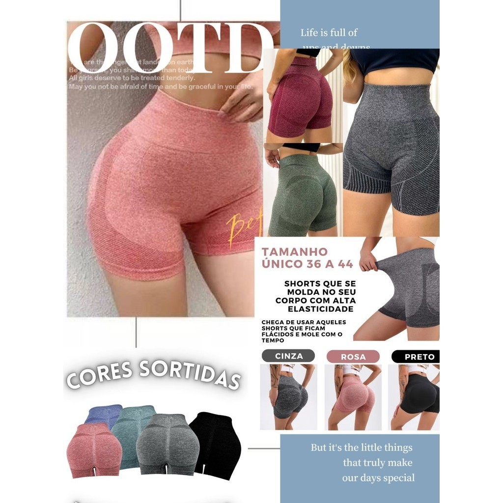 SHORTE LEVANTA BUMBUM LEGGING CURTO ACADEMIA CINTURA AUTL CALCA ESPOTIVA