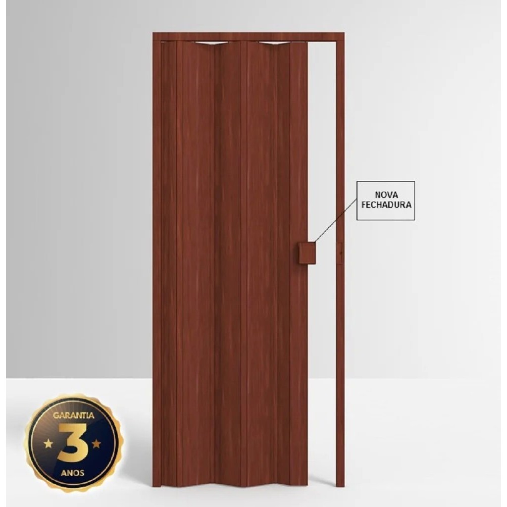 Porta Sanfonada de Pvc 210x85cm Permatti Mogno Madeira em Oferta na Shopee
