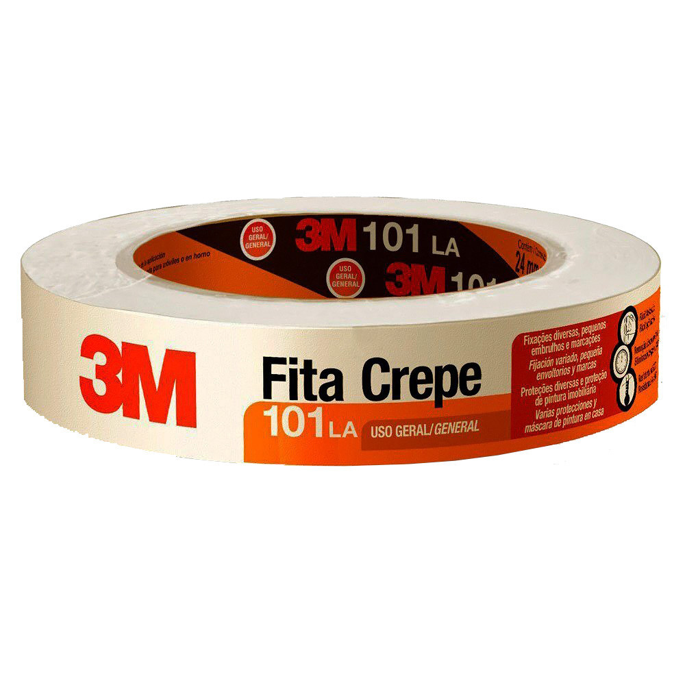 Fita Crepe 3M 50 Metros x 24mm Bege Uso Geral 101LA em Oferta na Shopee