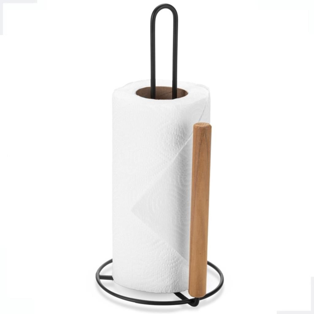 Suporte Vertical Mesa Porta Papel Toalha de Bancada P/ Cozinha Area de Churrasqueira Preto Eco Arthi - Home & Living