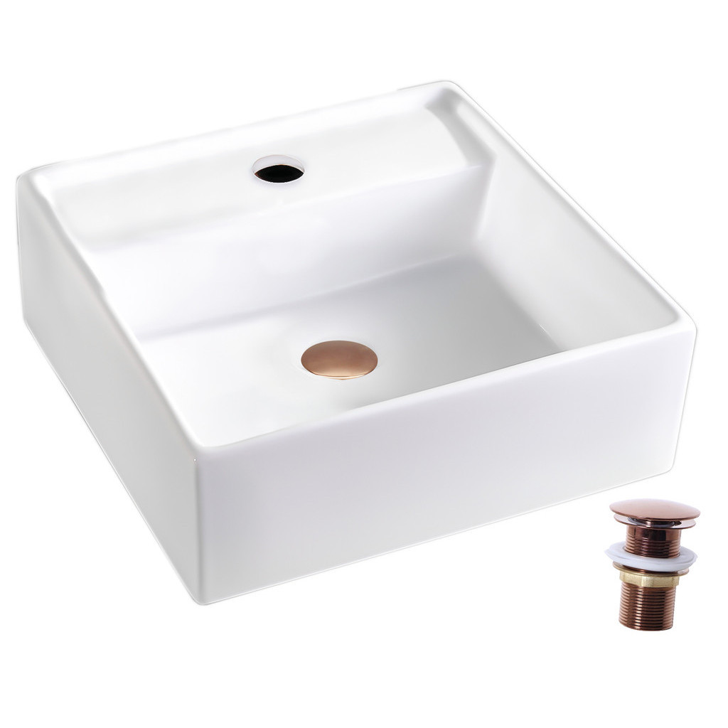 Cuba Louça Banheiro Apoio Quadrada Porcelana Válvula Rosé Gold