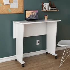 Mesa para Computador Multiuso Dobrável Meli com Rodízio Branco - Pnr Móveis