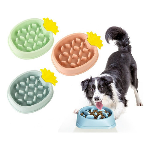 Comedouro Interativo Cães E Gatos Cachorros Anti Stress Lento Labirinto Abacaxi Comedor Lento Pet