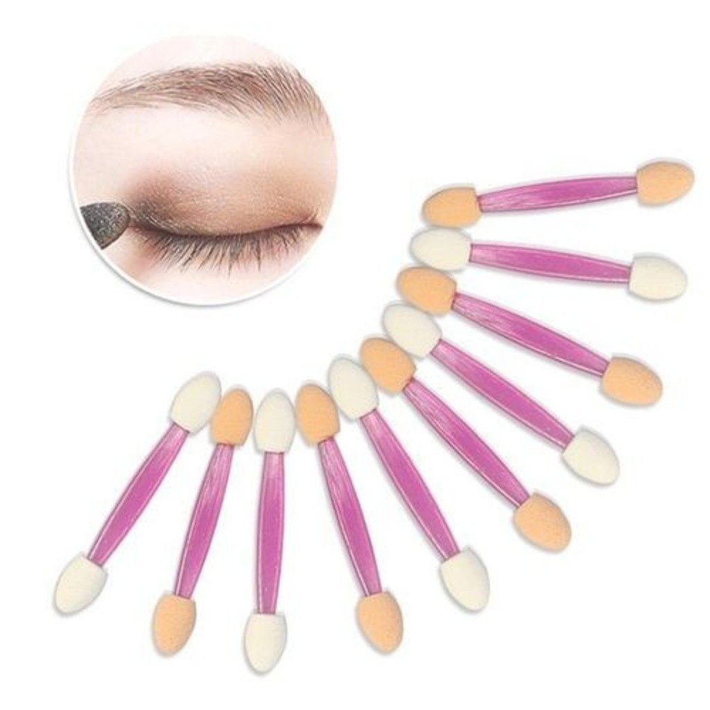 Pincel para maquiagem kit10 aplicador de esponja parasombra em pó, delineador e escova de olhos para mulheres