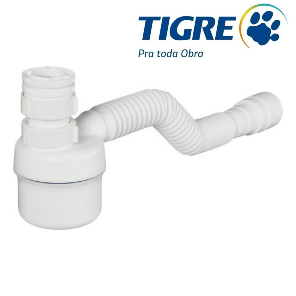 Sifão Ajustável Multiuso Copo Tigre 66cm - 88cm Lavatório Pia Cozinha E Tanque
