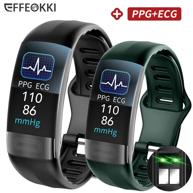 Effefeokki ECG PPG Fitness Tracker Smart Wristband Para Mulheres Homens Calorie Pressão Arterial Smartband À Prova D'água Smartwatch Saúde