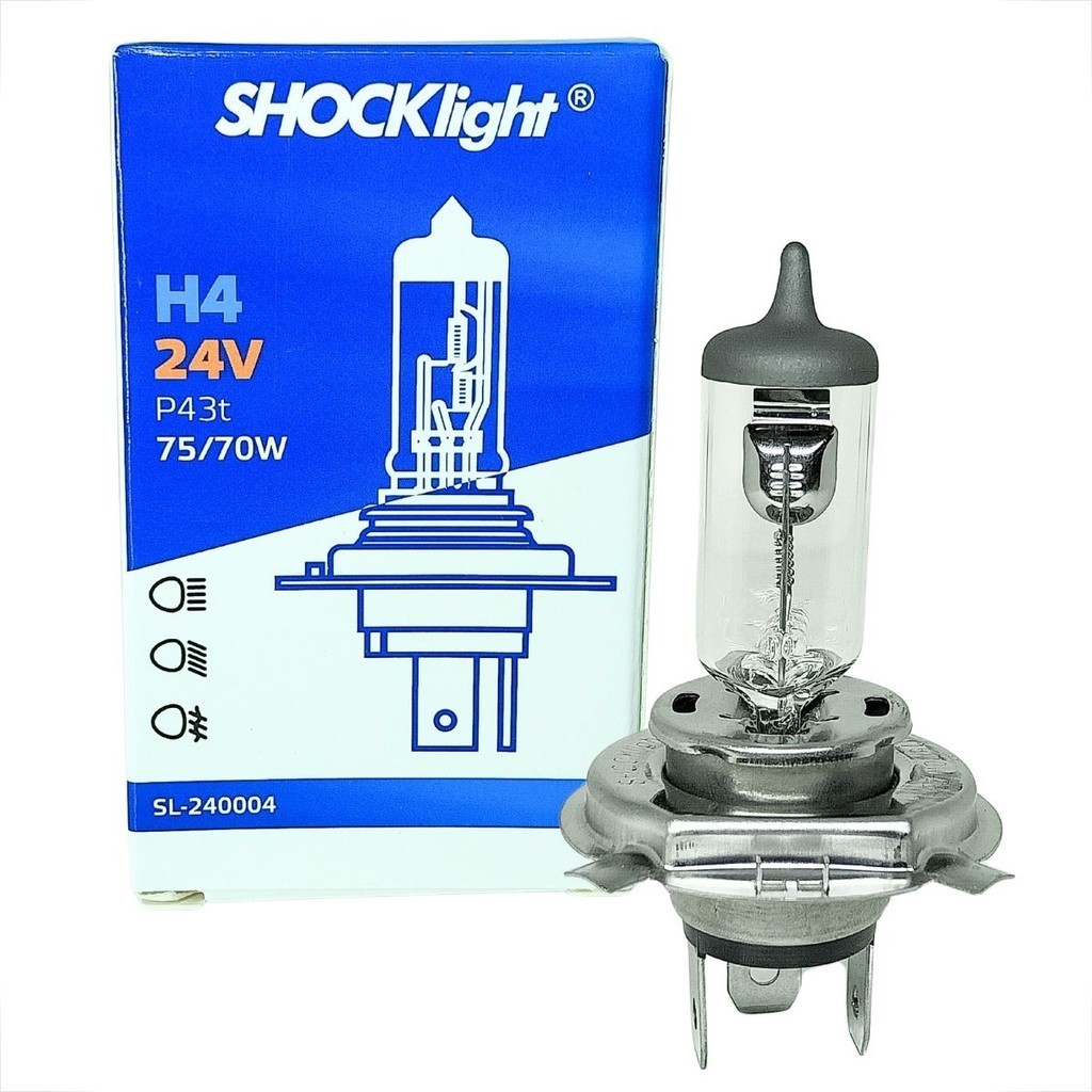 LÂMPADA FAROL H4 HALOGENA 24V 75/70W P43T 24 VOLTS STANDART AUTOMOTIVA ONIBUS CAMINHAO ALTO E BAIXO