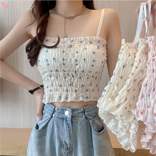 Floral Impresso Camisole Woman Summer Sweet Spaghetti Strap Tank Top Com Colete Feminino Espartilho De Soutien Embutido Almofadado em Oferta na Shopee