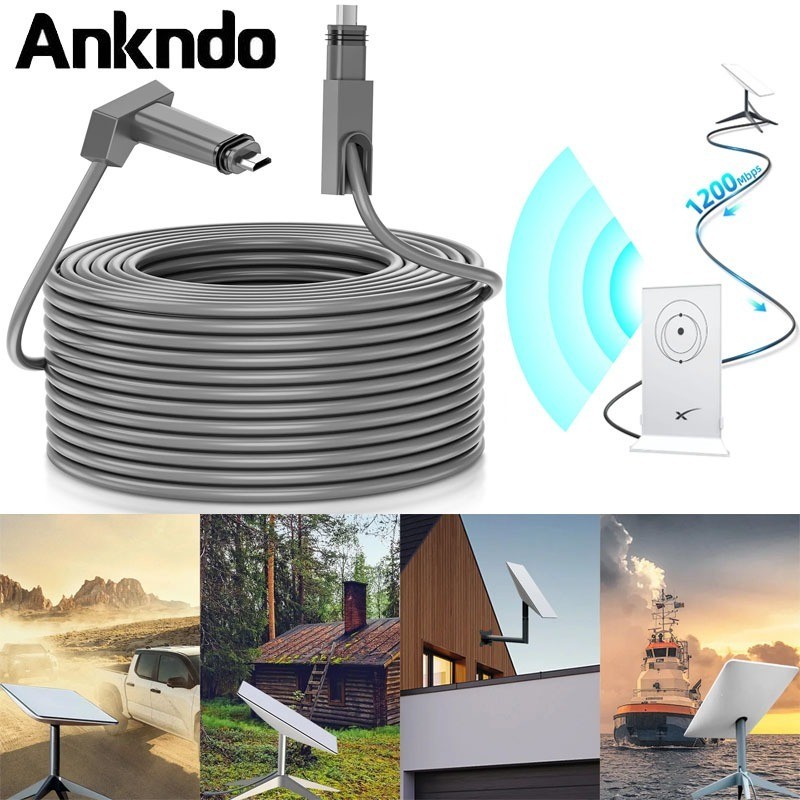 Cabo De Extensão De Substituição Starlink Ankndo Padrão Atuado 6.6FT/2M Para Rectangular Satellite V2