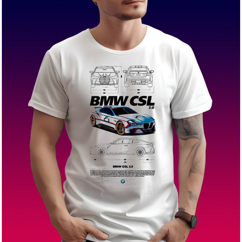 Camisa Camiseta Estampa DTF BMW CSL 3.0 v2 Blusa Corrida Carro drift