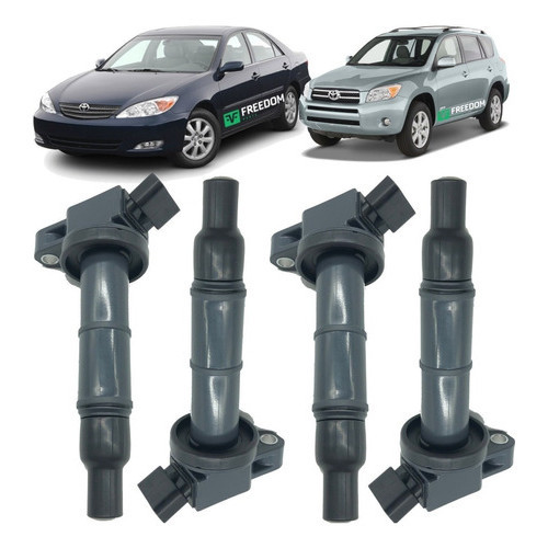 BOBINA DE IGNIÇÃO TOYOTA RAV4 2.0 2.4 2001 Á 2008 CAMRY 2.4 2002 Á 2010 KIT C/4 UNIDADES