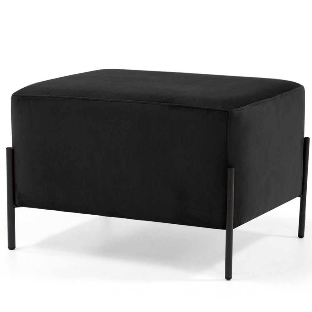 Puff Retangular Status 60x45 D02 Pés de Aço Veludo Preto D-300 - Lyam Decor em Oferta na Shopee