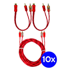 KIT 10 CABOS RCA 1M 20 CABOS Y 2 MACHOS INJETADO RESISTENTES PARA MÓDULOS 4 CANAIS