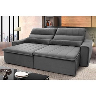 Sofá Retrátil Reclinável Patagônia 3,00m Suede Velut Cinza  Molas no Assento - King House em Oferta na Shopee