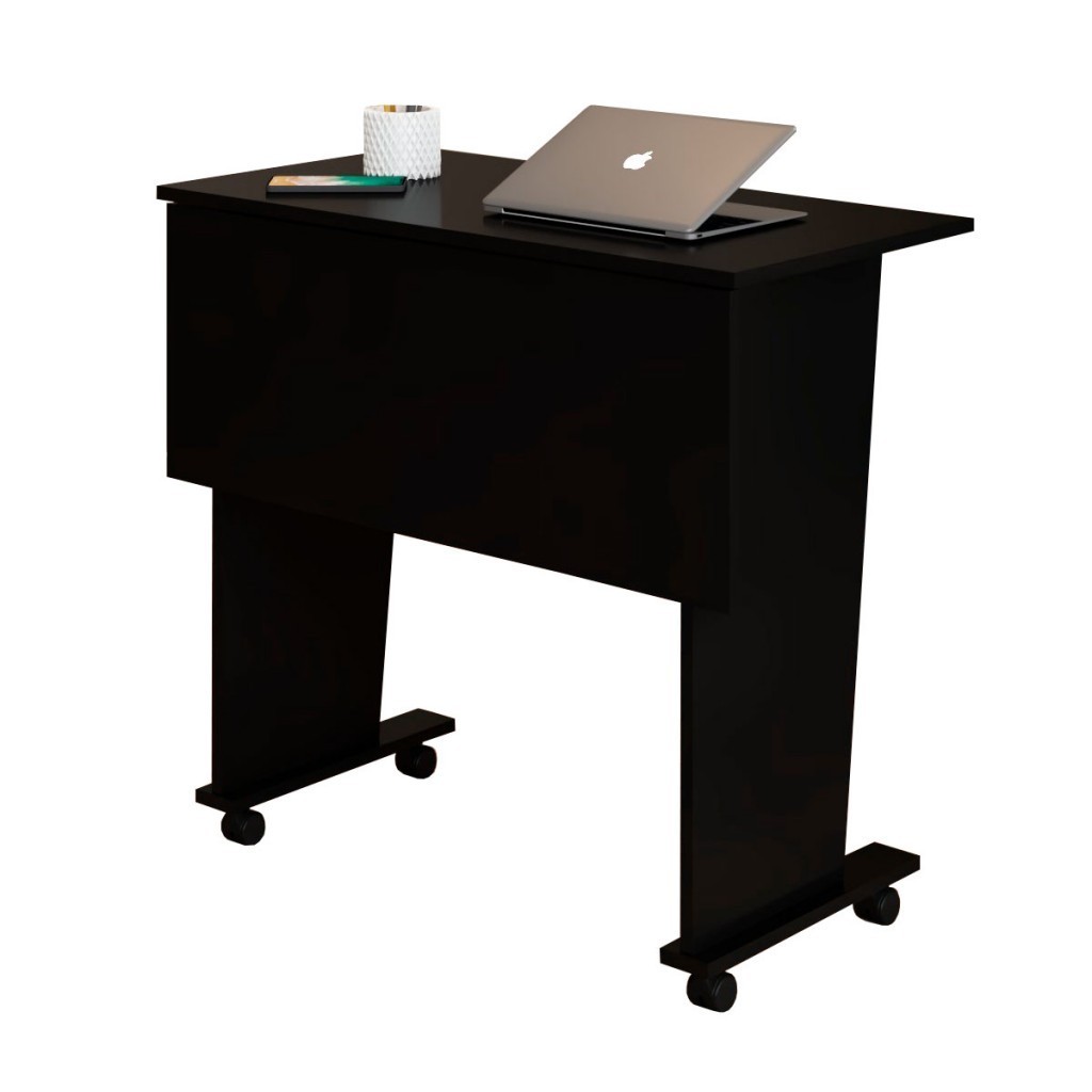 Detalhes do Mesa Escrivaninha Dobrável Alpes com Rodízio Preto - Panorama Móveis