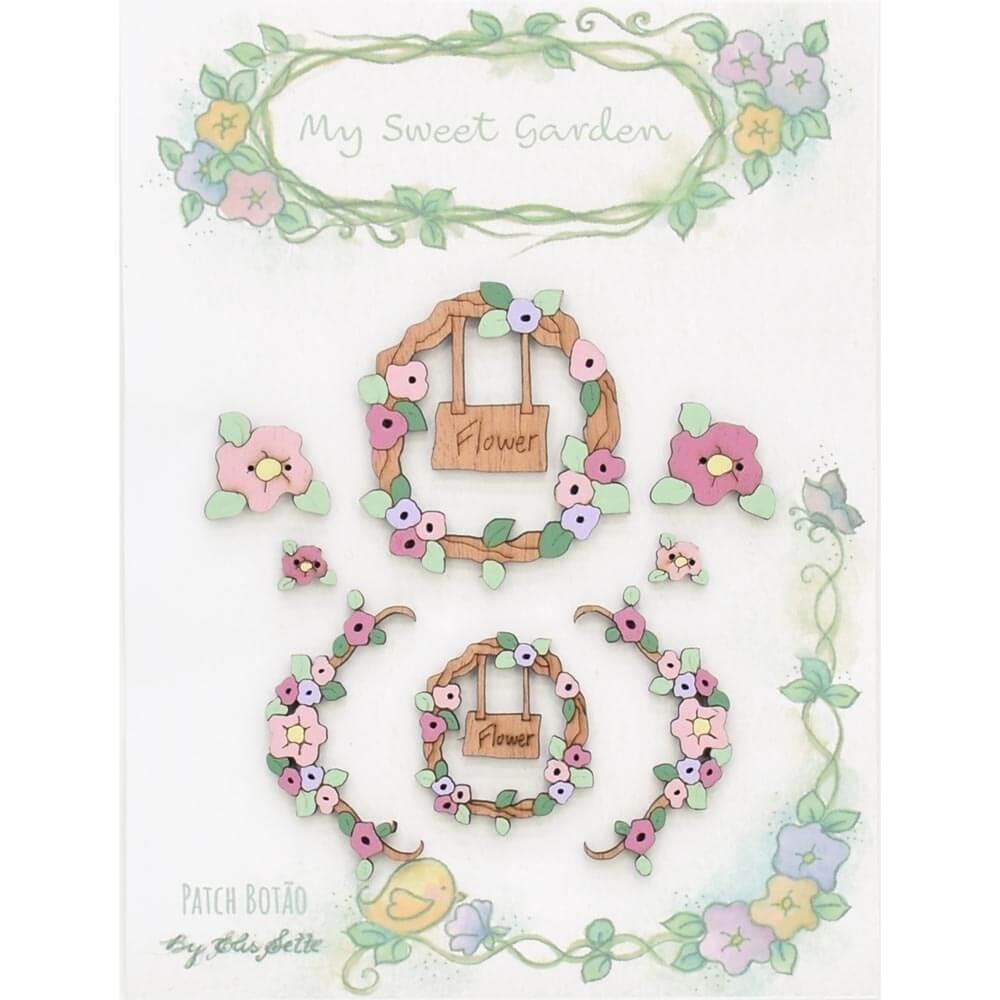 Kit Botão Patch Guirlanda Flores - 8 Unidades