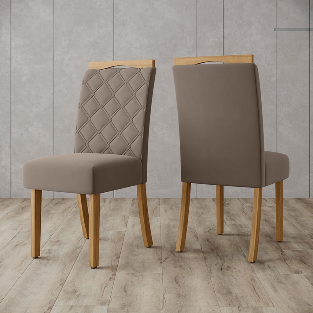 Cadeiras Kit 2 Cadeiras Bella Nature/Marrom/Amêndoa - Henn em Oferta na Shopee