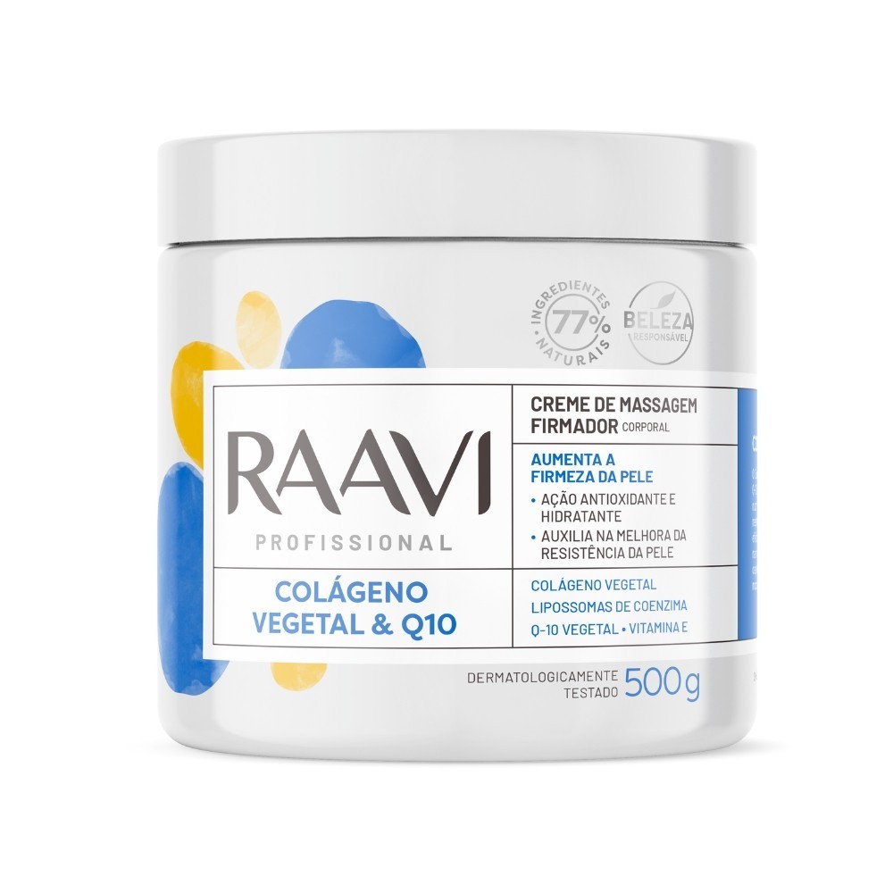 Creme Massagem Corporal Q10 Vitamina C Colágeno Raavi 500g