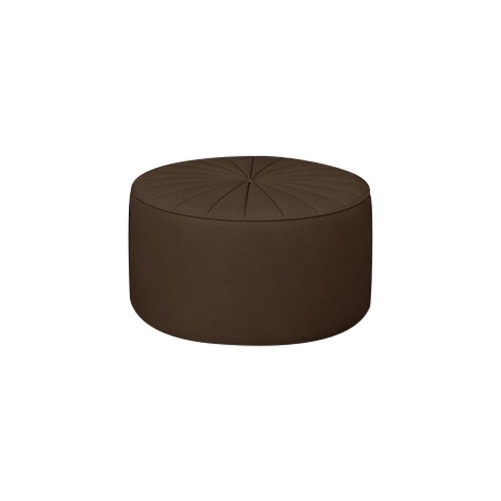 Puff Decorativo Sala De Estar Round PU Marrom G45 - Gran Belo