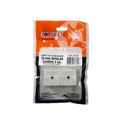 Conector de Porcelana Foxlux Bipolar 16mm 2Un | Resistência térmica, conexão segura