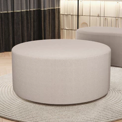 Puff Redondo Orgânico para Living 90cm Lola W01 Bouclê Creme - Lyam Decor