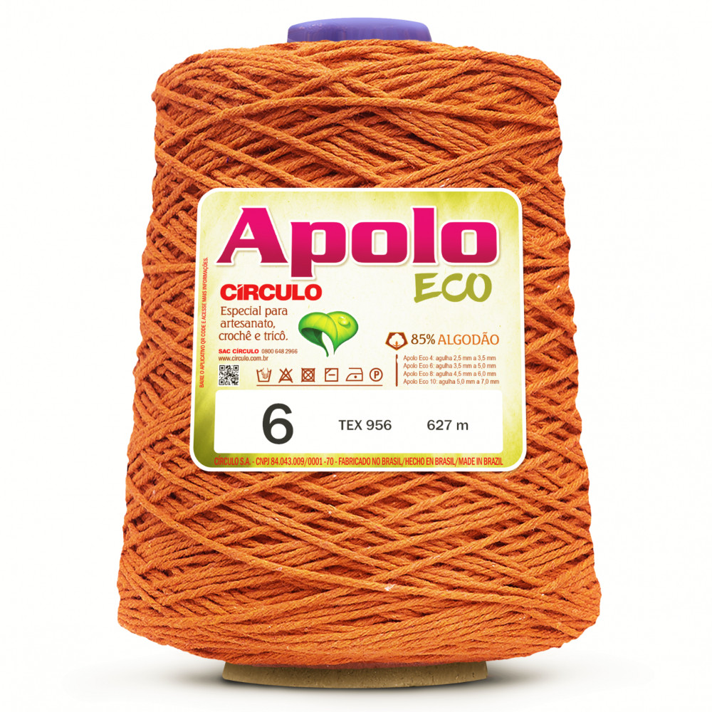 Barbante Apolo Eco N°6 Tricô Crochê 610 Metros 984 tex - Círculo