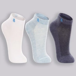 Kit Meia Infantil Lupo Básico Cano Baixo 3 Pares - Marinho e Branco