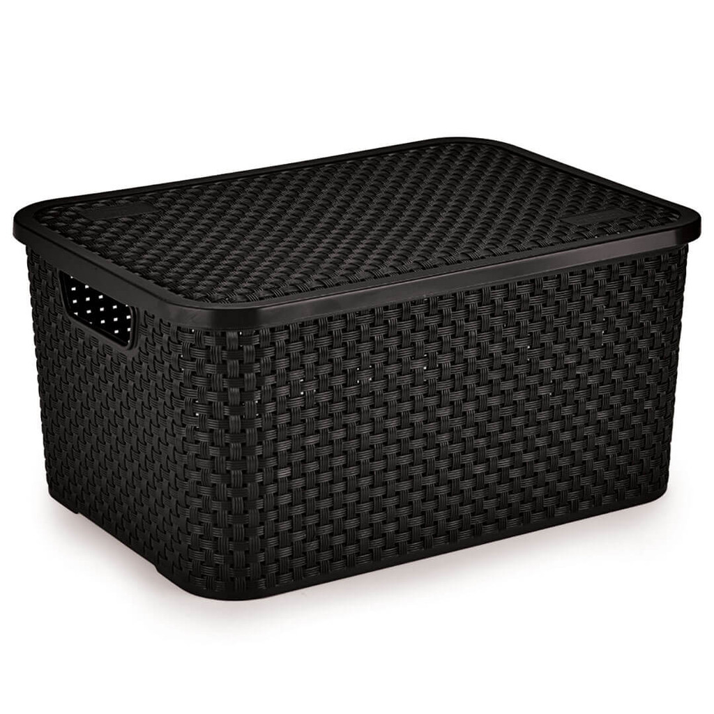 CAIXA ORGANIZADORA RATTAN COM TAMPA 16L em Oferta na Shopee