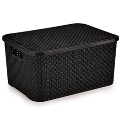 Caixa Organizadora Rattan com Tampa 16L Organização Decorativa Casa Organizada Prático e Funcional