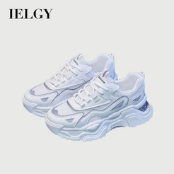 IELGY 2026 Branco Coreano Papai Sapatos Femininos Estudante Tênis Elevados Correndo Casual Respirável