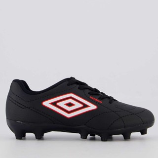 Chuteira Umbro Class Footballer Campo Juvenil Preta e Vermelha em Oferta na Shopee