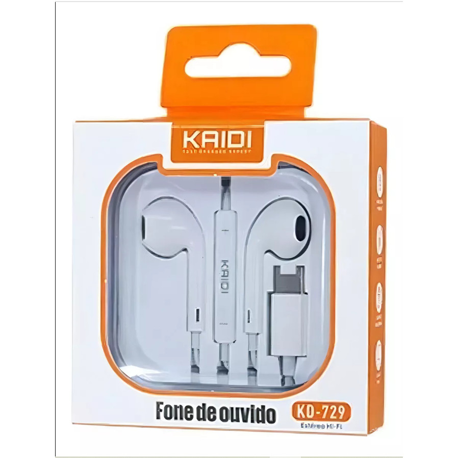 Fone de Ouvido com Fio Tipo-C Estéreo com Microfone HD e Graves Potentes