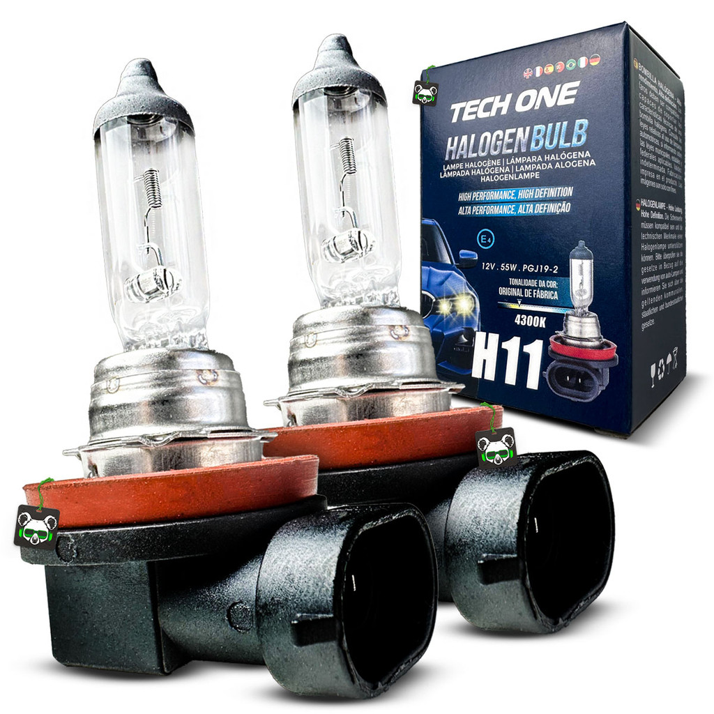 Par Lâmpada Halógena Encaixe H11 4300k 12v 55w Techone em Oferta na Shopee