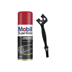 Escova Limpar Corrente + Lubrificante Mobil Kit Relação