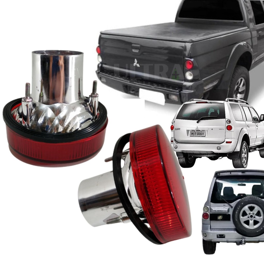 Par 2 Lanterna Traseira Posição Meia-luz / Freio Mitsubishi L200 / Pajero / TR4 2003... - 90mm - Vermelha