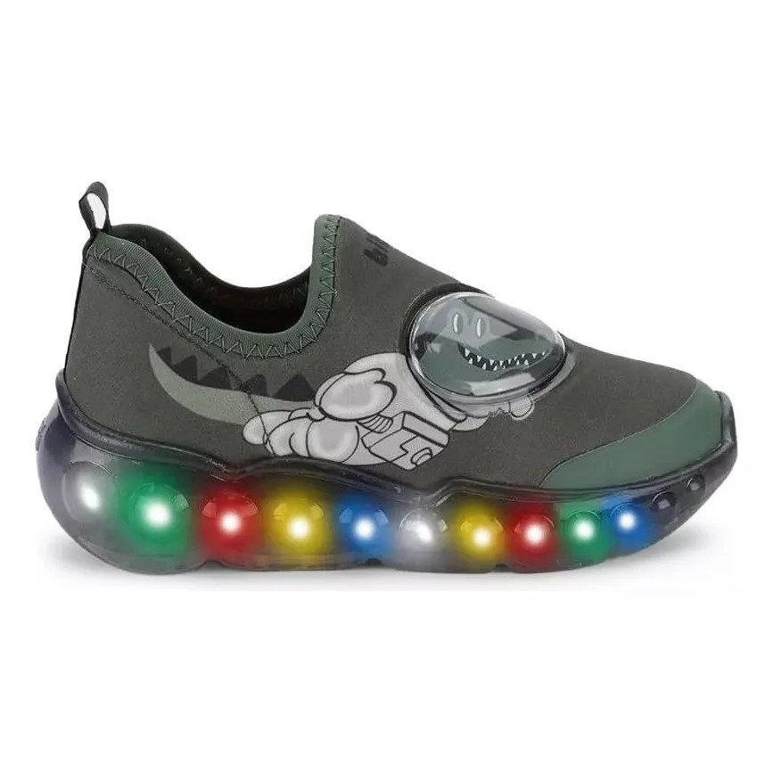 Tênis Infantil Bibi Roller Estampa Dinossauro Com Led